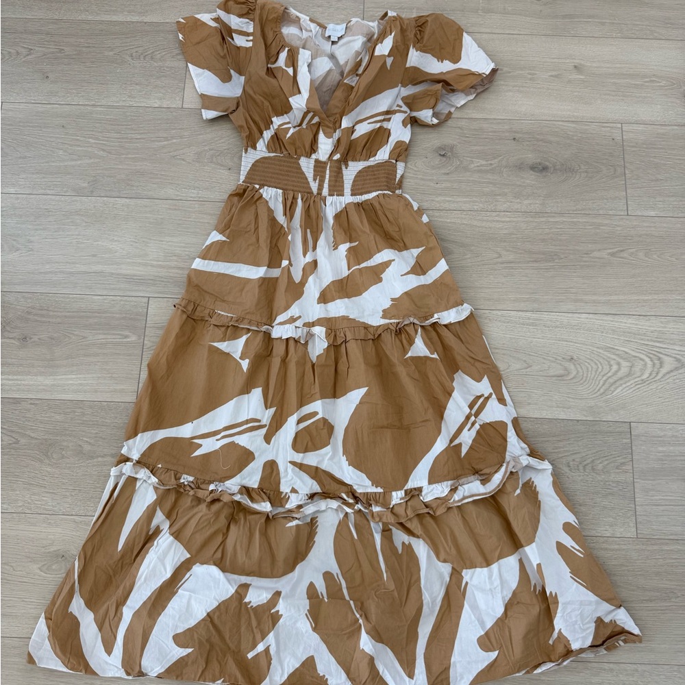 Sugarlips Brown and White High Low Dress